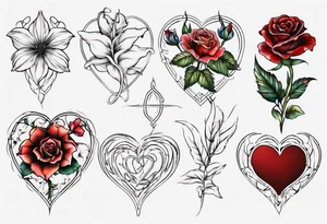 Flower outline of a heart tattoo idea