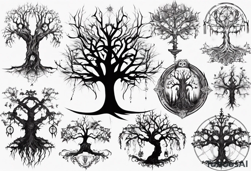 Gothic tree tattoo idea
