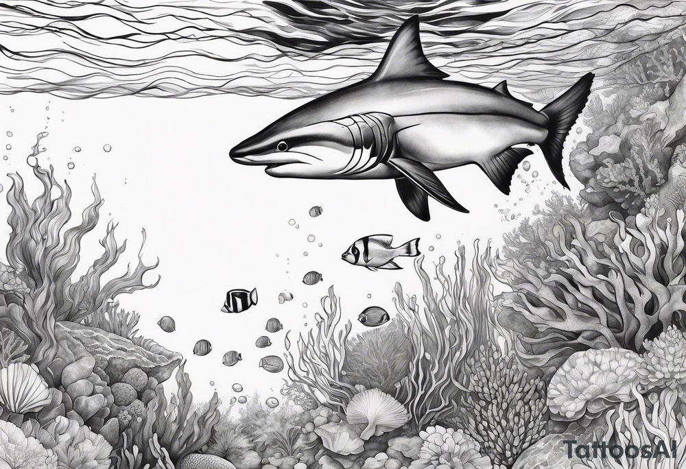 horizontal underwater ocean tattoo idea