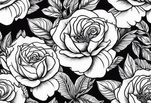 3 violets with greenery with a rose tattoo idea