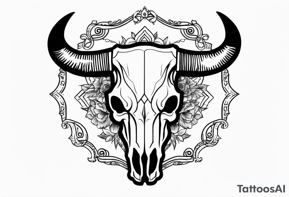 Bull skull, with written lyrics “the devil can scrap, but the lord has won” tattoo idea