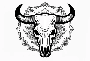 Bull skull, with written lyrics “the devil can scrap, but the lord has won” tattoo idea