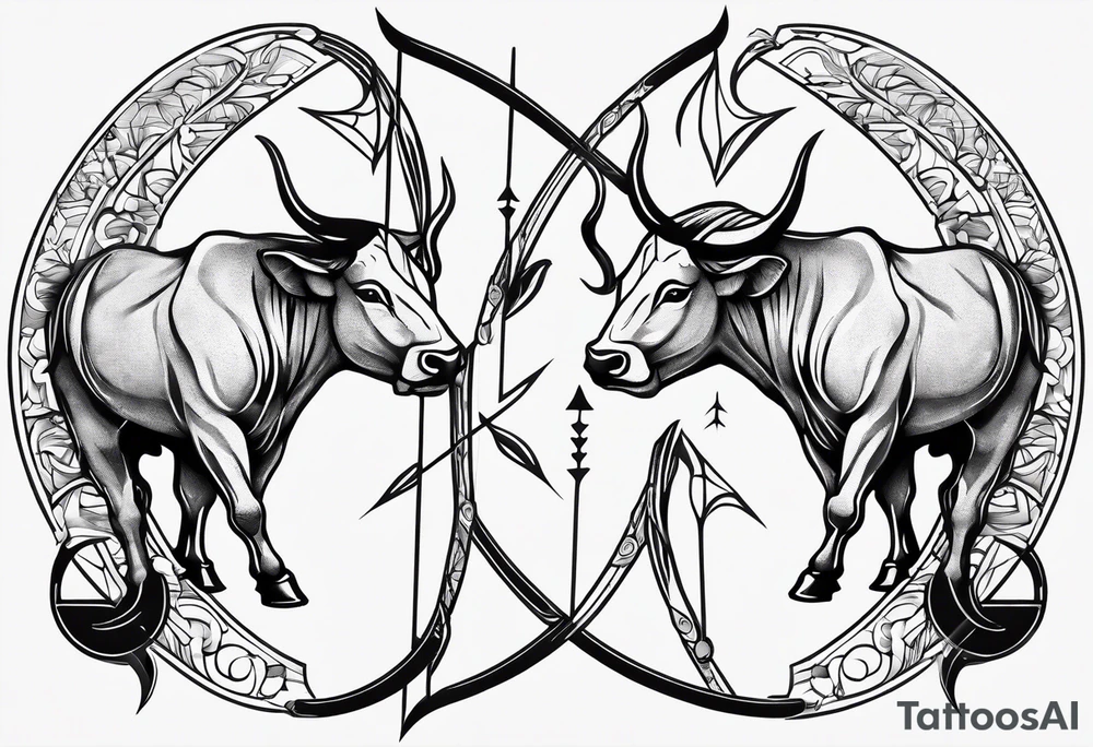 Half Taurus symbol Half Gemini symbol, split down the middle by an arrow. Astrology tattoo idea Half Taurus symbol Half Gemini symbol, split down the middle by an arrow. Astrology tattoo idea