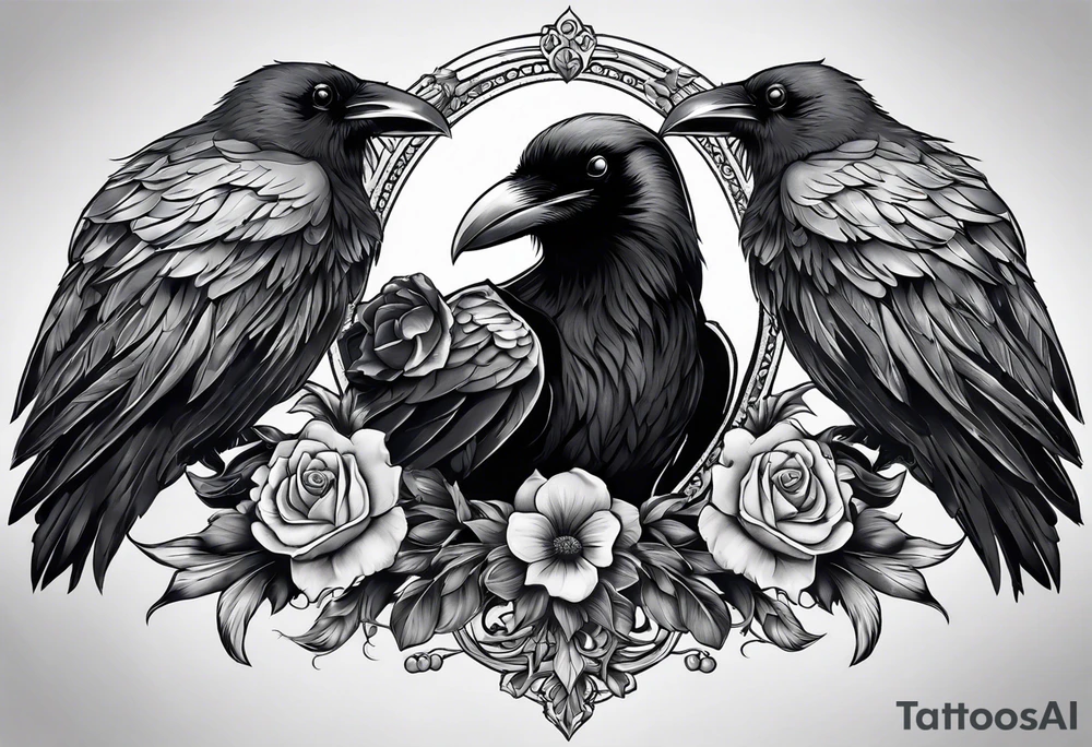 Raven on the skulls tattoo idea