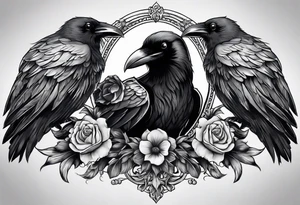 Raven on the skulls tattoo idea