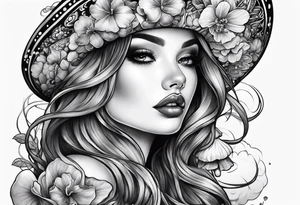 tattoo sleeve girl tongue mushrooms tattoo idea