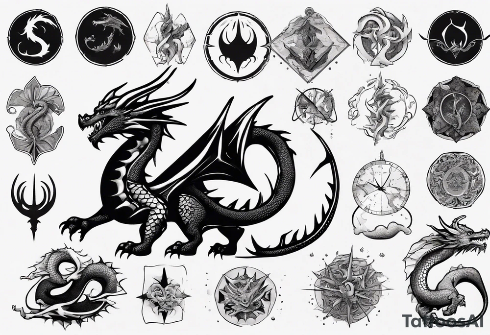 Dragon with no black tattoo idea