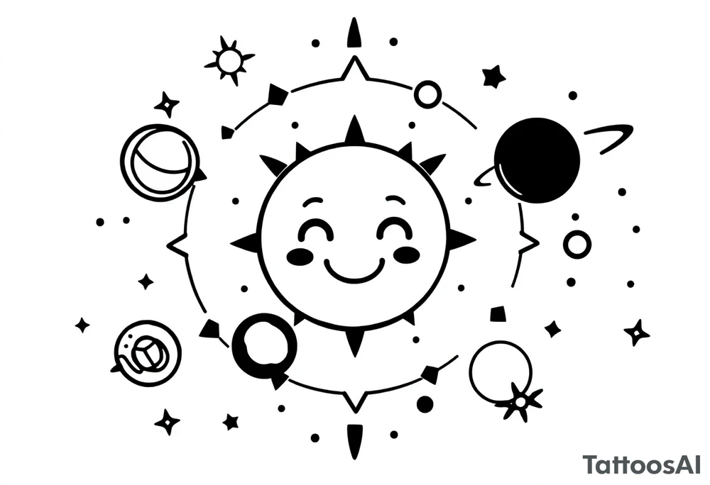 Smiley Cute solar system tattoo idea