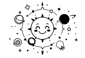 Smiley Cute solar system tattoo idea