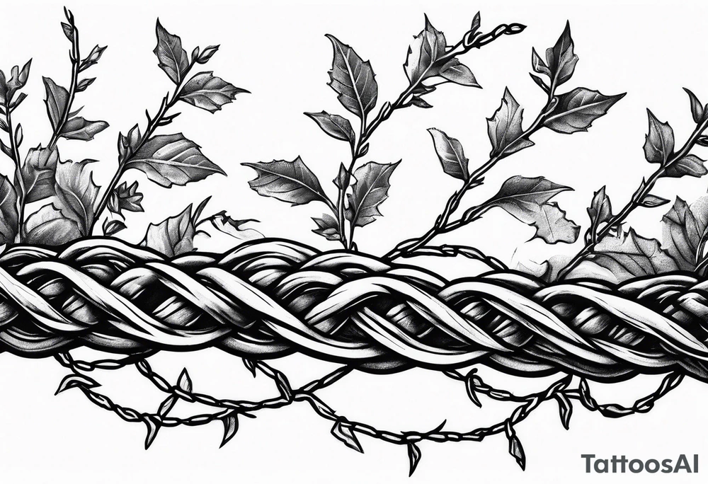 Barbed wire with poison oak vine wrapped  around it for a spine tattoo tattoo idea