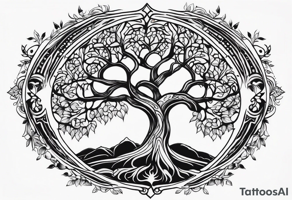 tree of life, symmetrical, chest tattoo tattoo idea