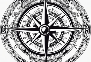 Nautical compass and tribal tattoo idea