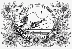 elegant line 
dainty 
spiritual 
moon 
sun 
arrow
spine
narrow
leaves
spring
phoenix
linework tattoo idea