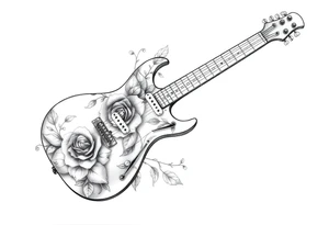 Electric guitar with rose designs on it tattoo idea