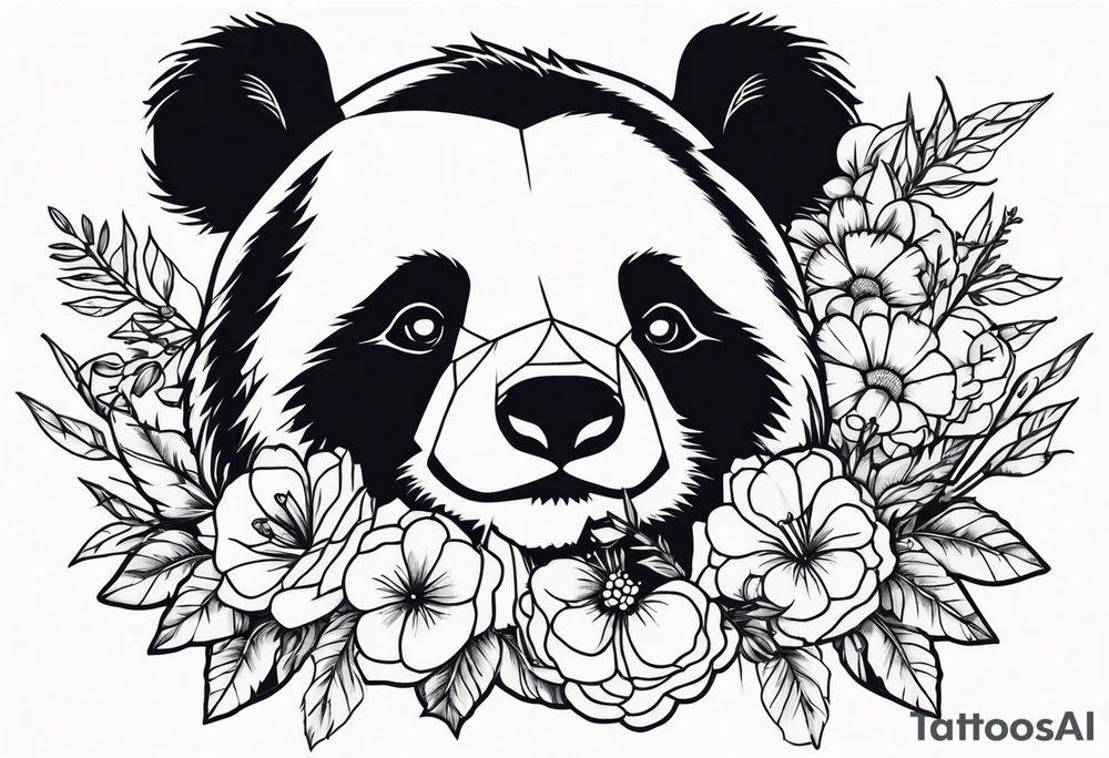 Punk Panda with flowers tattoo idea