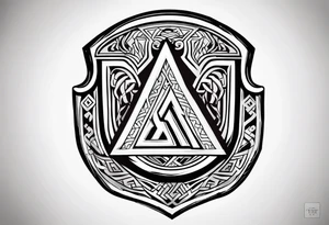Valhalla shield valknut sword axe tattoo idea