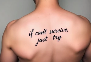 The lyrics “if you can’t survive, just try” in a fancy font tattoo idea