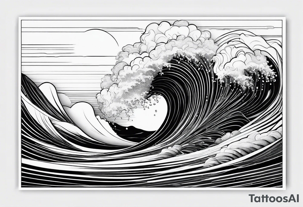 Simple ocean line wave inside of a square tattoo idea