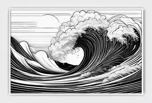 Simple ocean line wave inside of a square tattoo idea