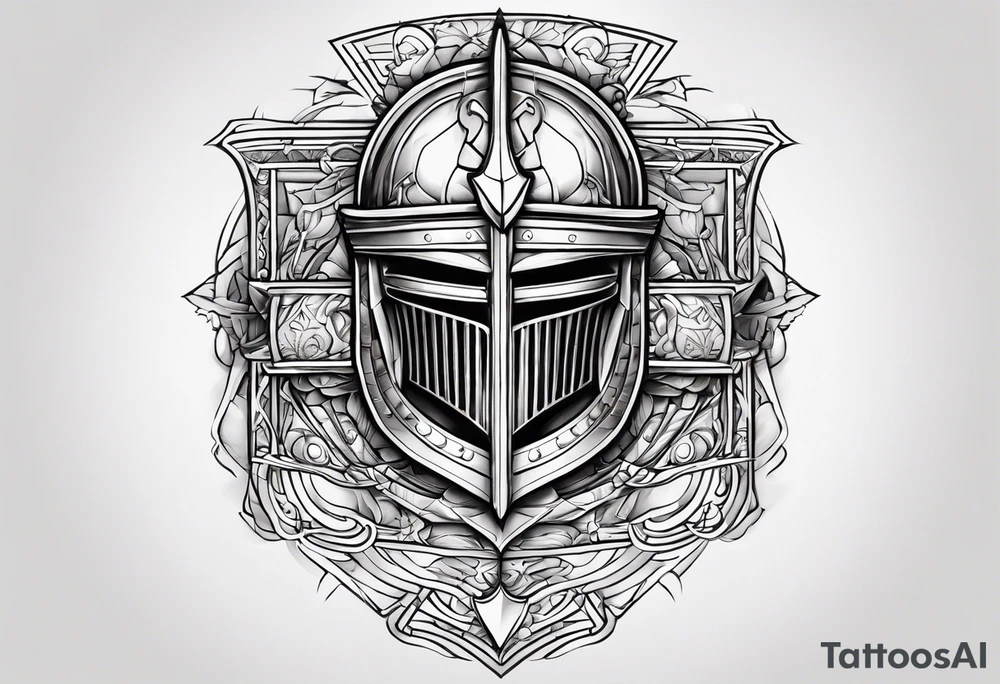 starts with a line then says the word “knight” in the middle and ends with a line at the end tattoo idea