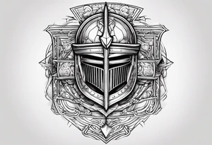 starts with a line then says the word “knight” in the middle and ends with a line at the end tattoo idea