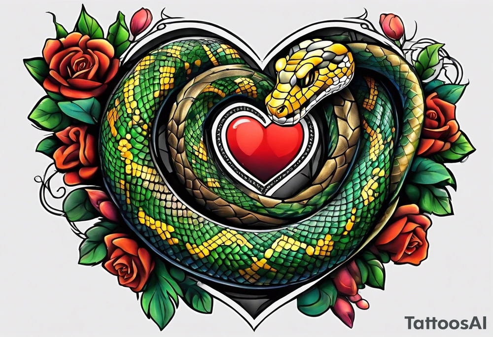 snake around a heart tattoo idea