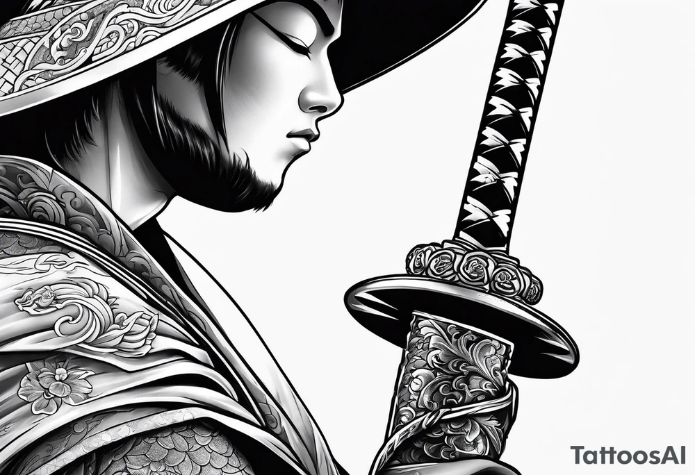 katana sword close up tattoo idea
