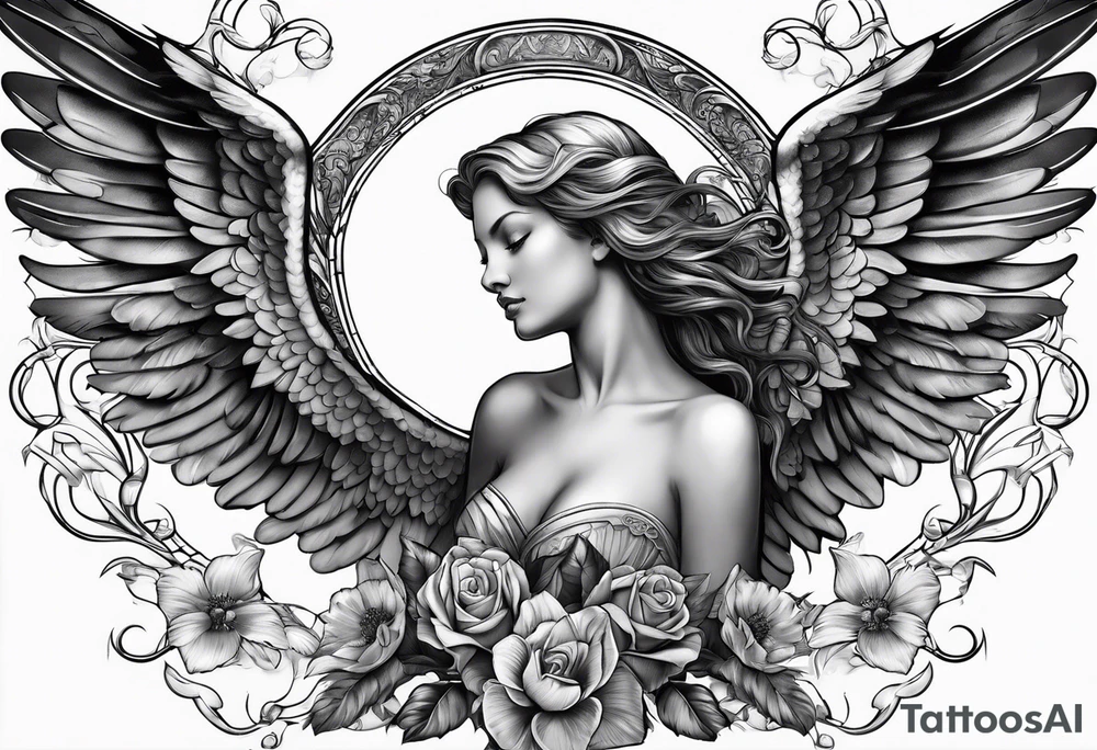 Angel with hummingbird tattoo idea