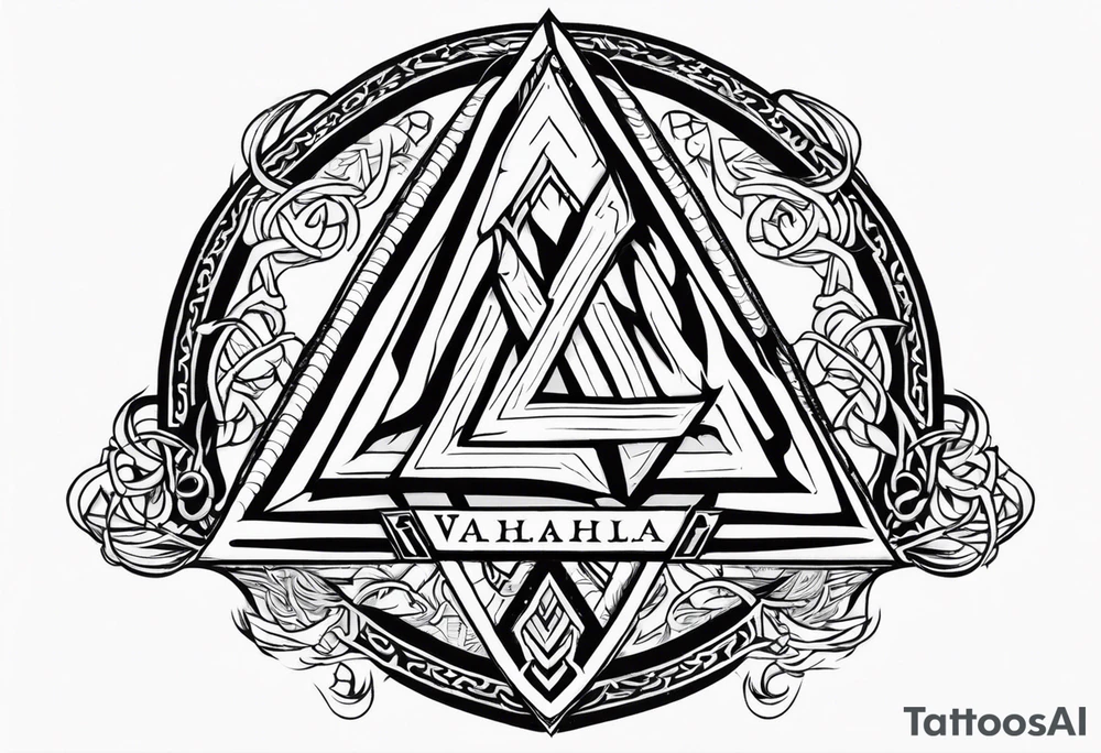 Valhalla
Sword shield valknut fire tattoo idea