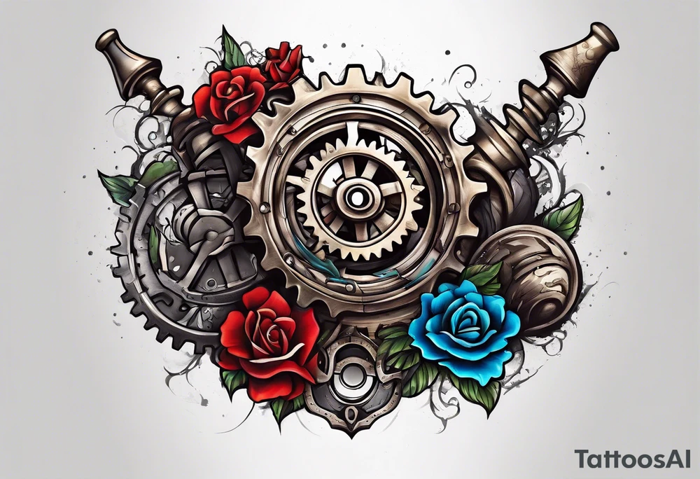 Gears in a spade tattoo idea
