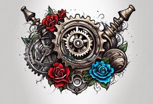 Gears in a spade tattoo idea