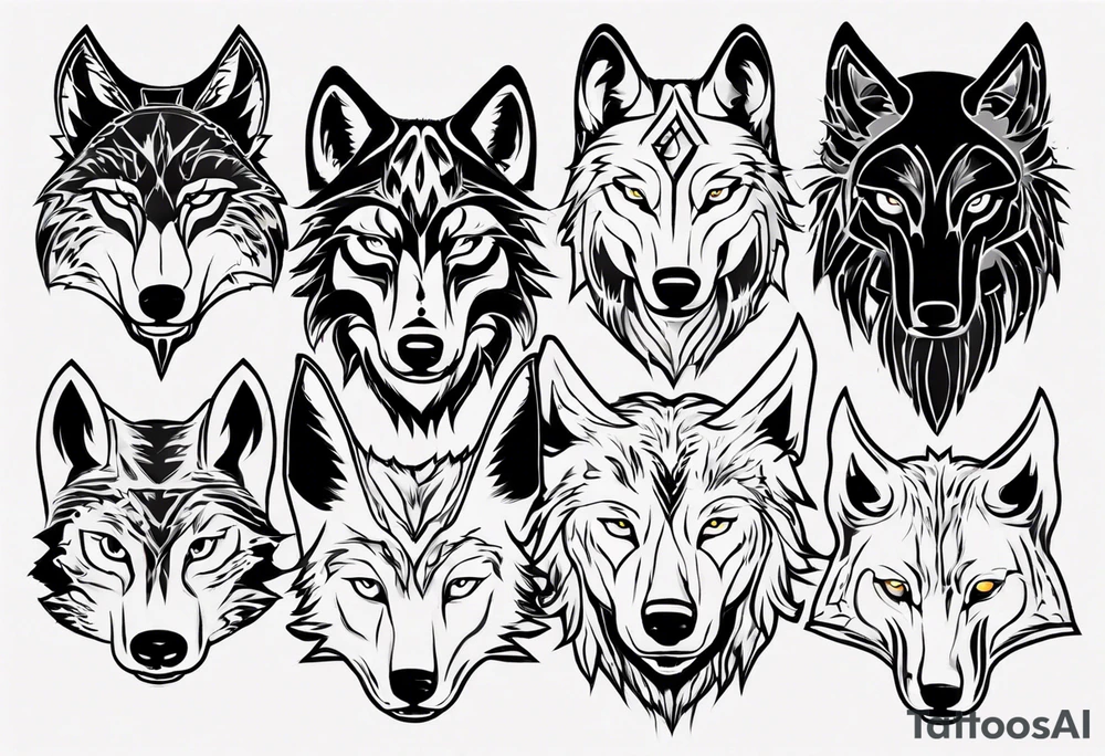 wolf head tattoo idea