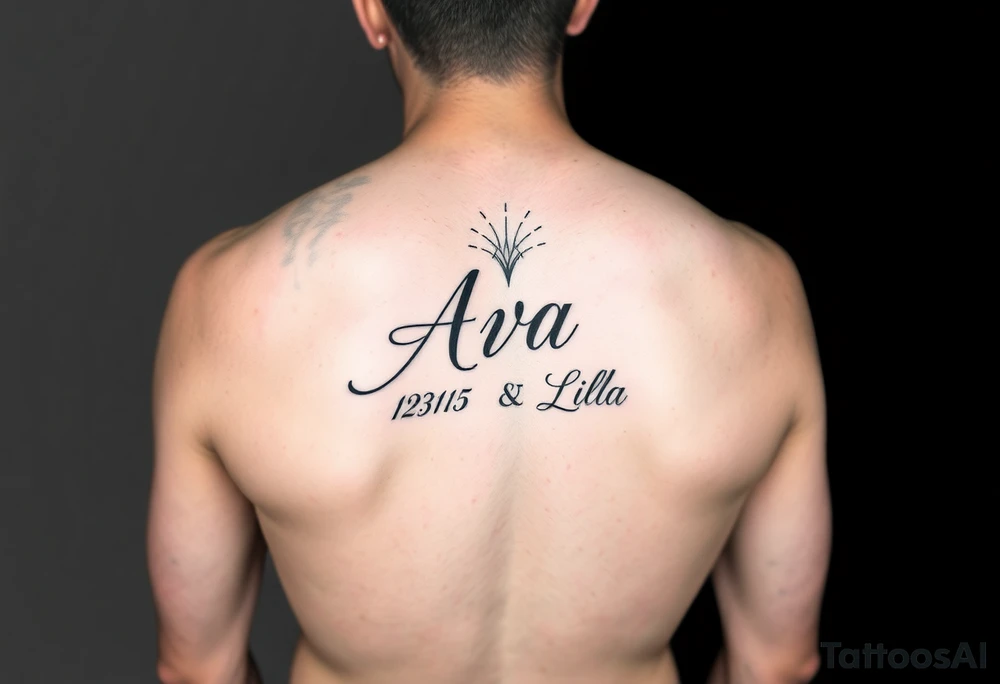powerful unique tattoo for a father.  Half sleeve.  Elbow to wrist.  With 2 daughters name Ava 12.31.15 and Lila 5.17.22 tattoo idea