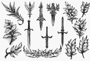 A sword runs through 13 and a laurel leaf tattoo idea