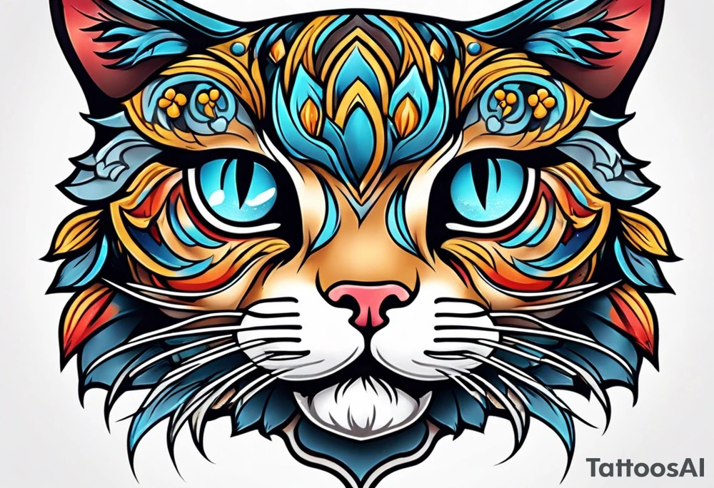 cute kitty face tattoo idea