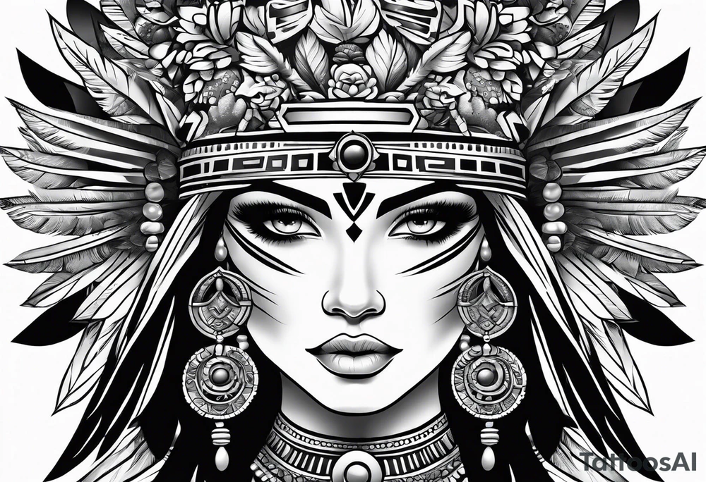 Warrior Aztec princess, tattoo idea