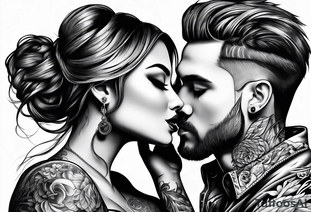 Couple sexy kisses tattoo idea