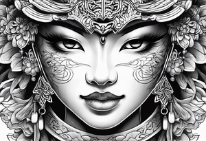 Japenese henya mask female tattoo idea