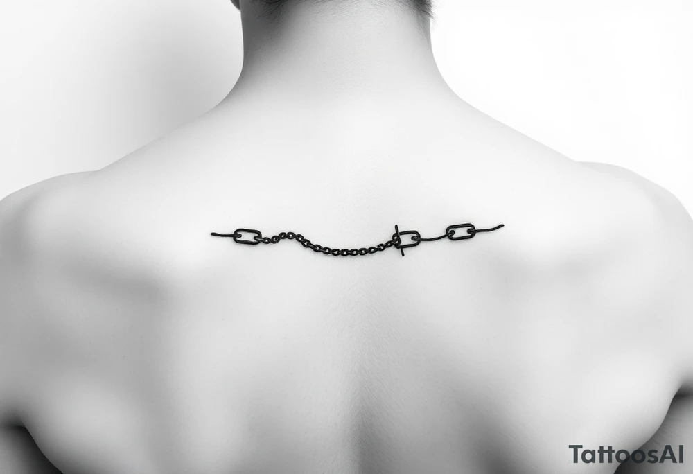 Feminine, dainty, thin lines of an unbroken chain mixed with a nautical theme tattoo idea