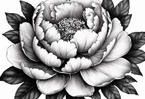 Botanical illustration peony tattoo idea