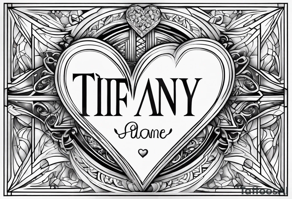 TIFFANY name, love heart on end tattoo idea