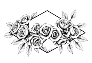 Small Roses with NO LEAVES fully filling up the inside of an lateral elongated diamond shape tattoo idea
