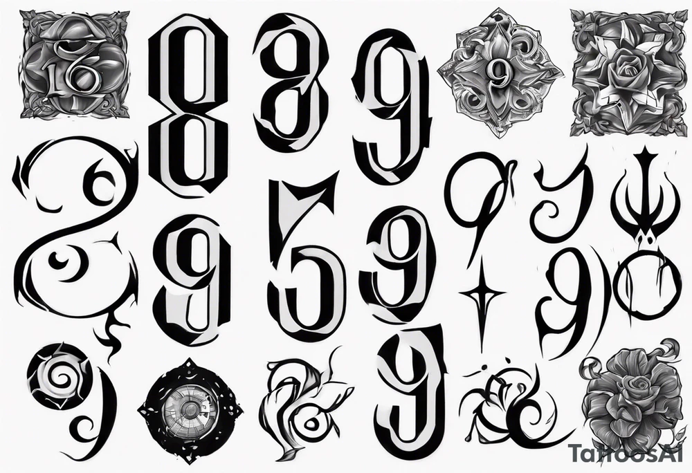 number 9 right side up and upside down connected tattoo black and grey on inside forearm 9:16 aspect ratio tattoo idea