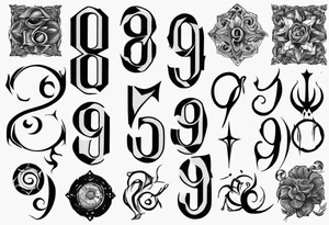 number 9 right side up and upside down connected tattoo black and grey on inside forearm 9:16 aspect ratio tattoo idea