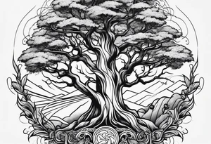 tree-like dagger tattoo idea