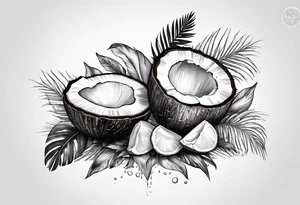 coconut split open tattoo idea