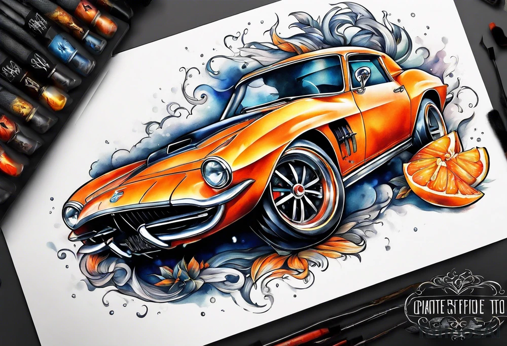 orange fire tattoo idea