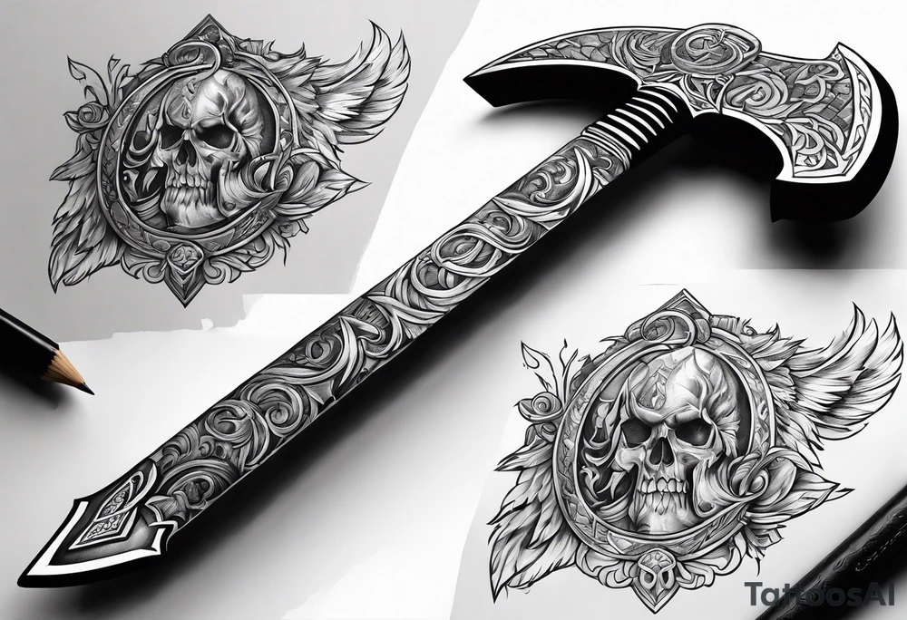 Valhalla sword axe tattoo idea