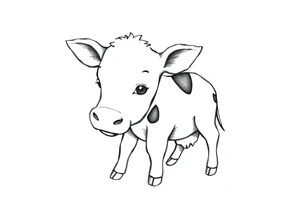 cute black and white baby cow tattoo idea