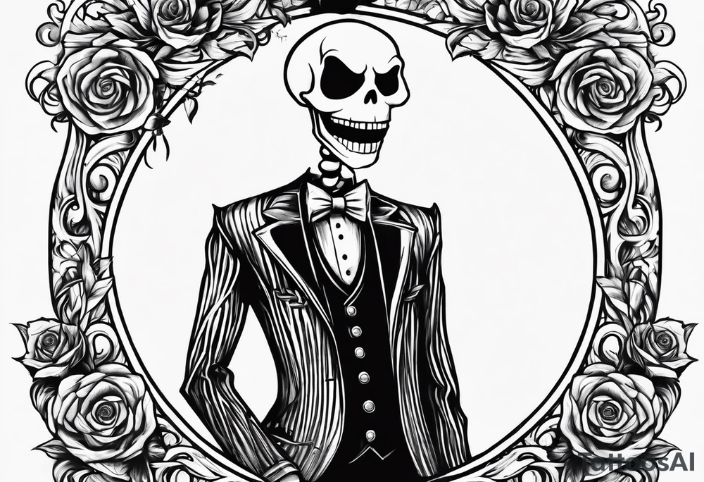 Jack skeleton looking down excited to see you tattoo idea